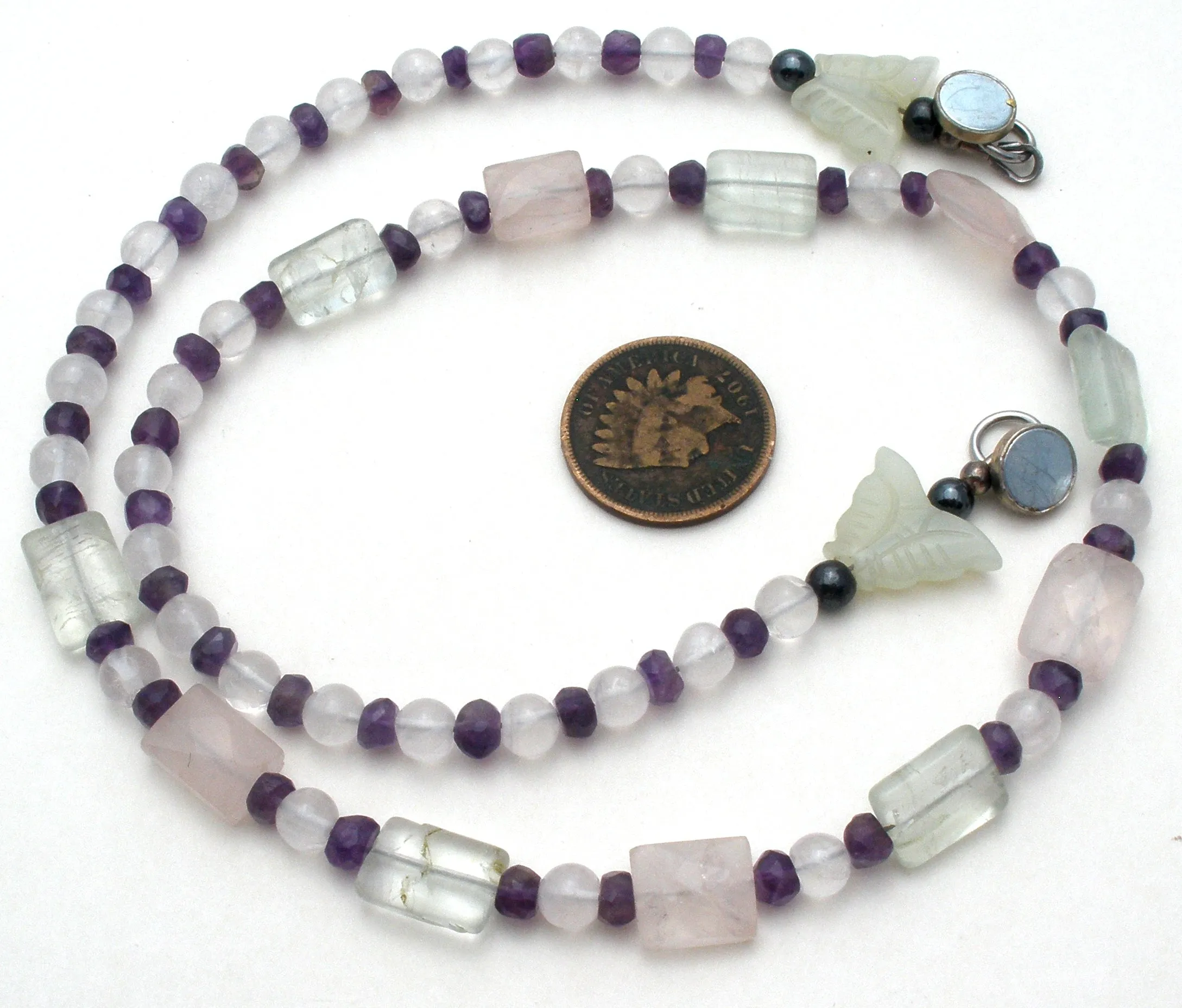 Rose Quartz Amethyst Bead Necklace Vintage