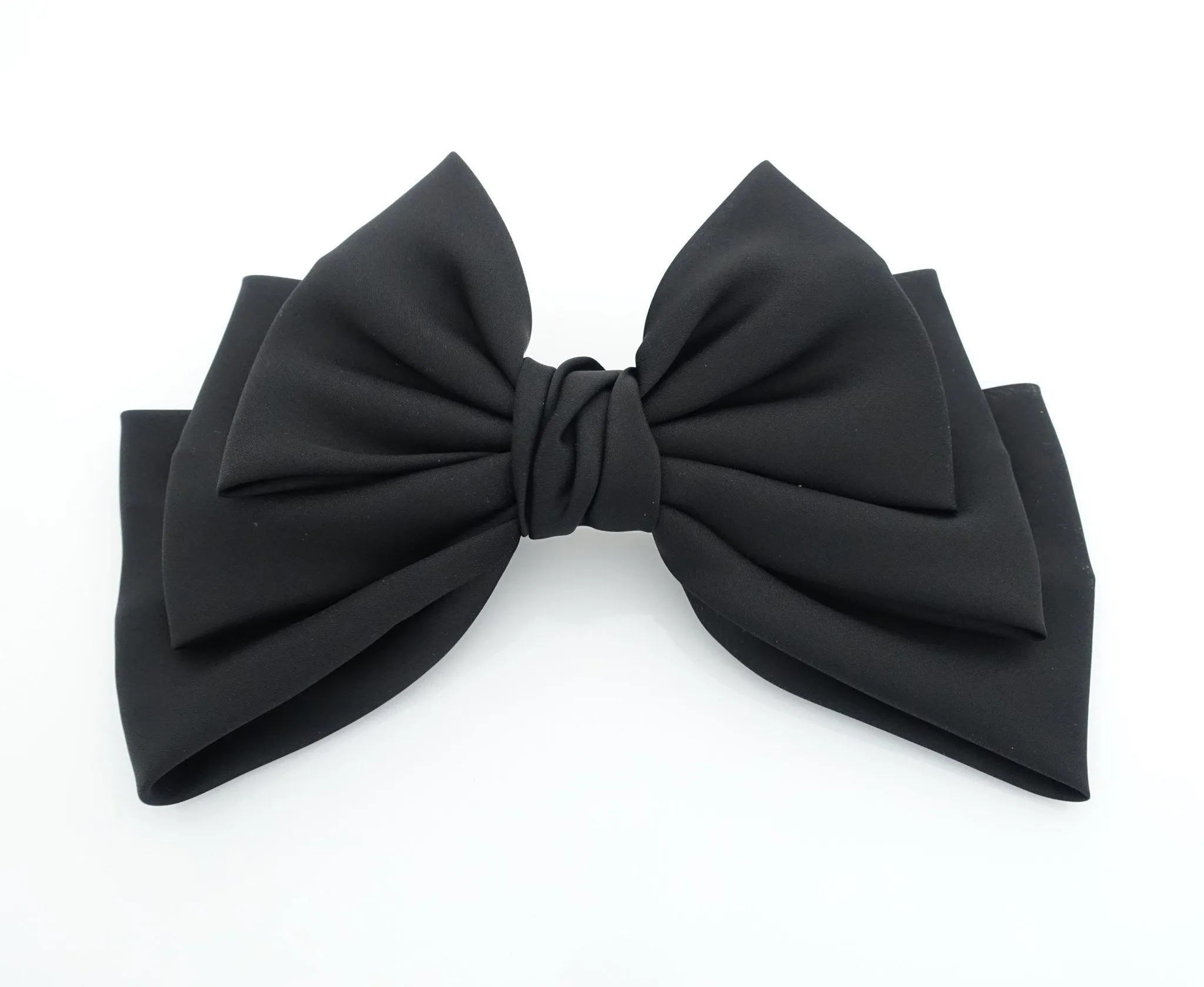 satin layered hair bow french barrette Women solid color stylish hair bow