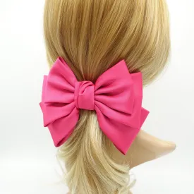 satin layered hair bow french barrette Women solid color stylish hair bow