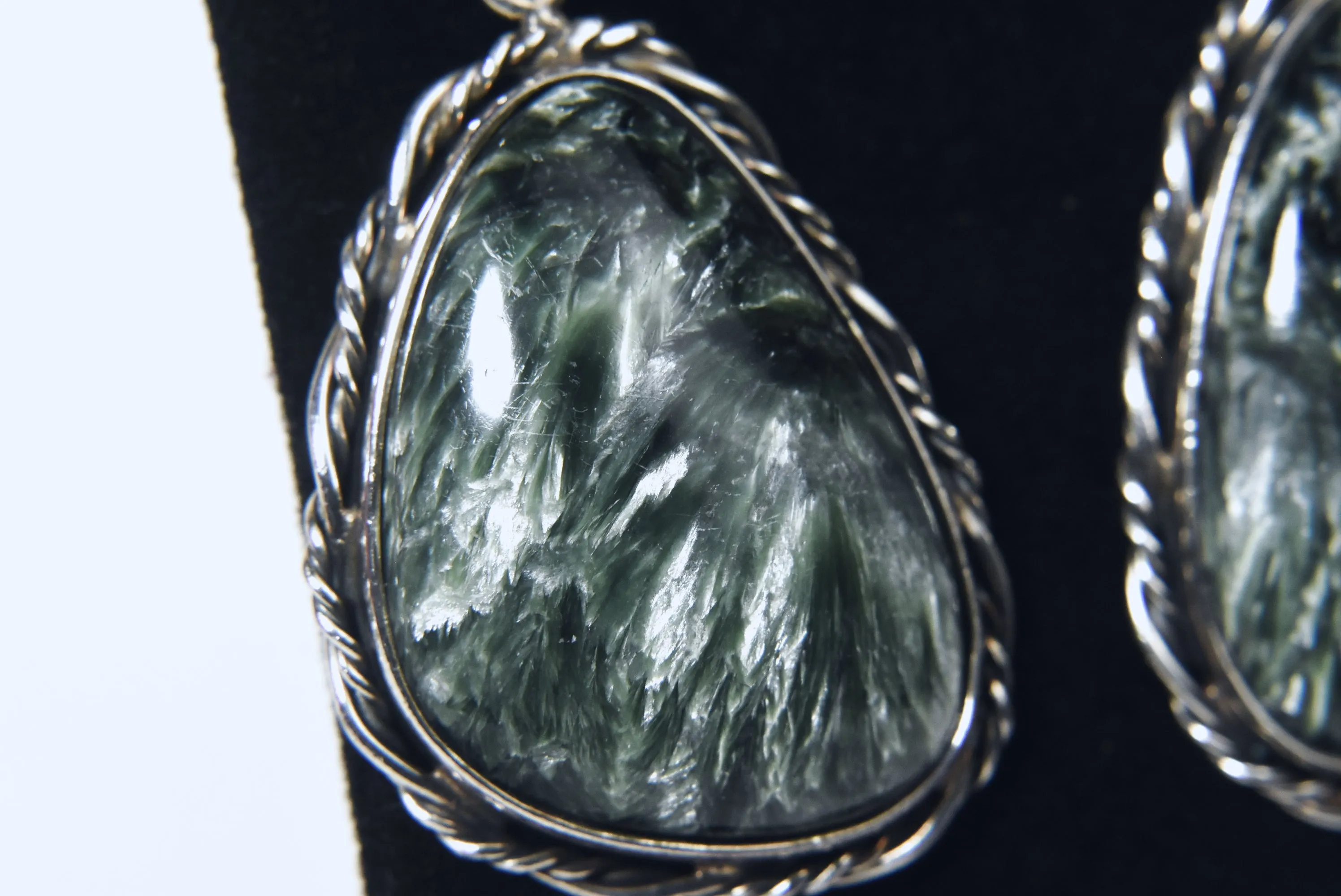 Seraphinite Sterling Silver Dangle Earrings