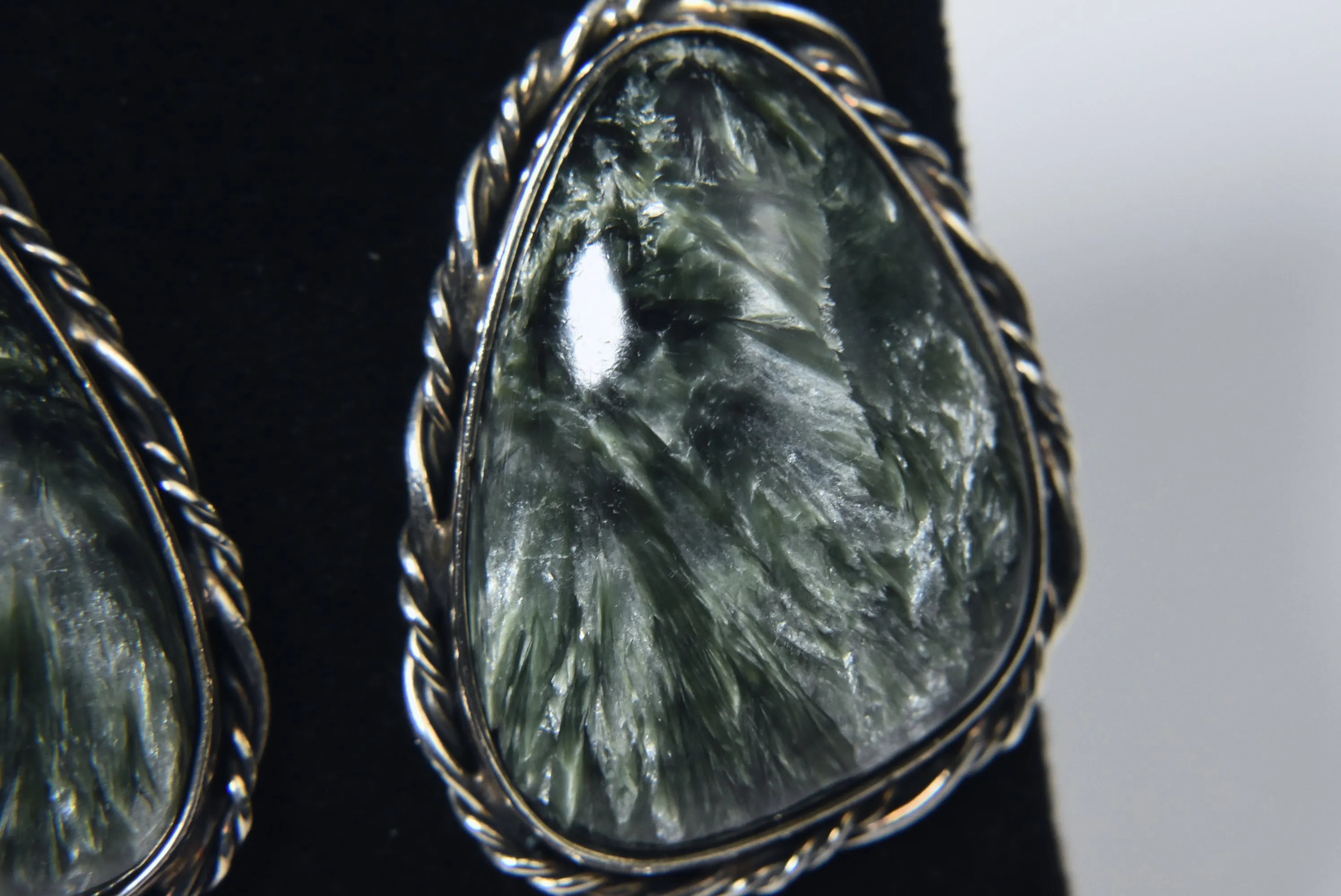 Seraphinite Sterling Silver Dangle Earrings