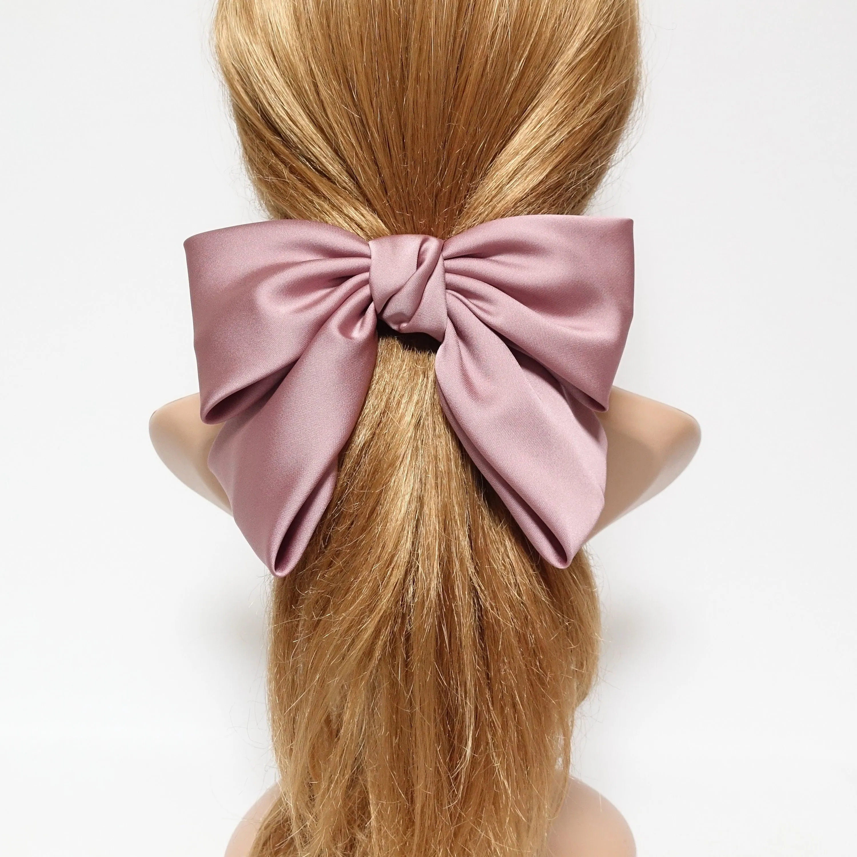 silk satin big K bow barrette glossy satin women hair accessory for women