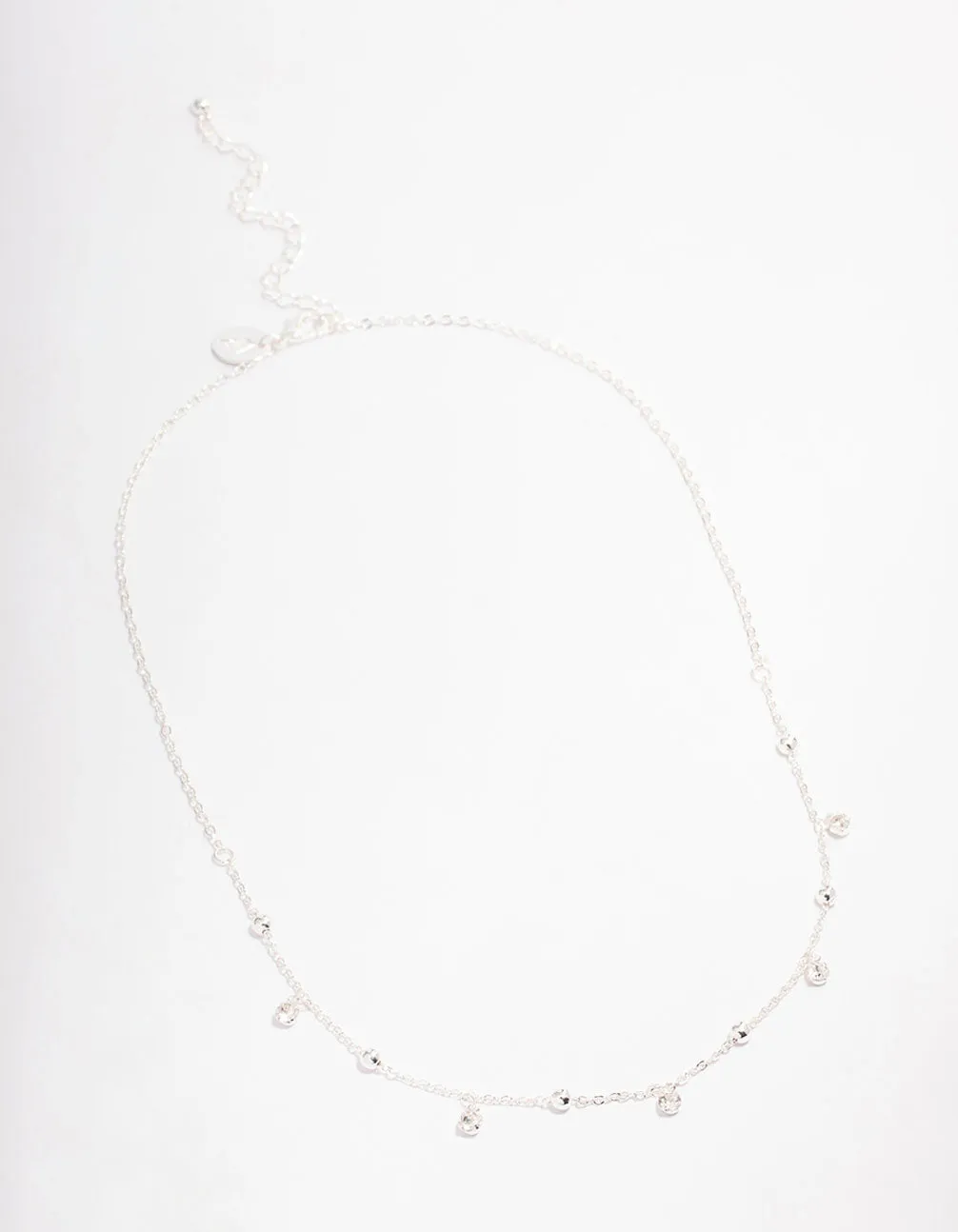 Silver Diamante Droplet Station Necklace