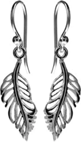 Silver Feather Design Earrings