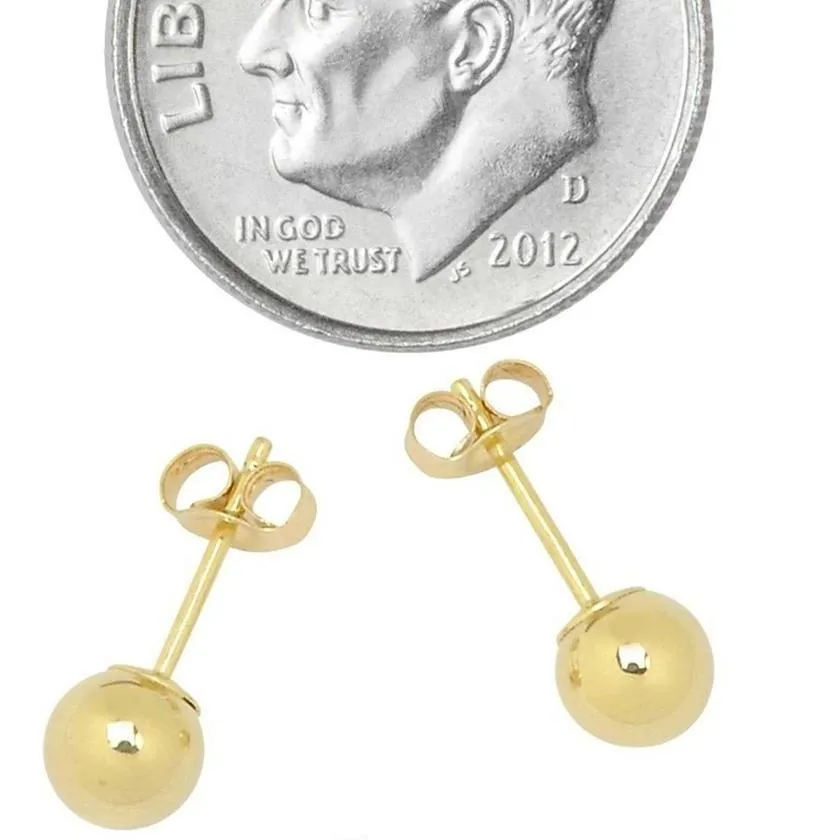 Solid 14K Gold Ball Studs - Assorted Sizes