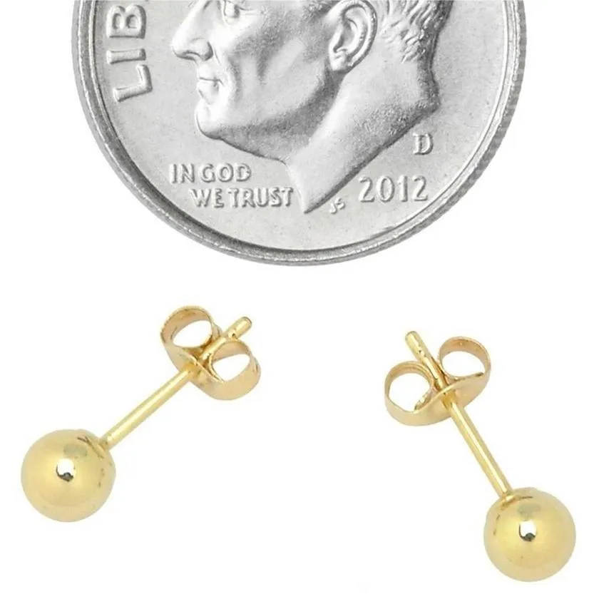 Solid 14K Gold Ball Studs - Assorted Sizes