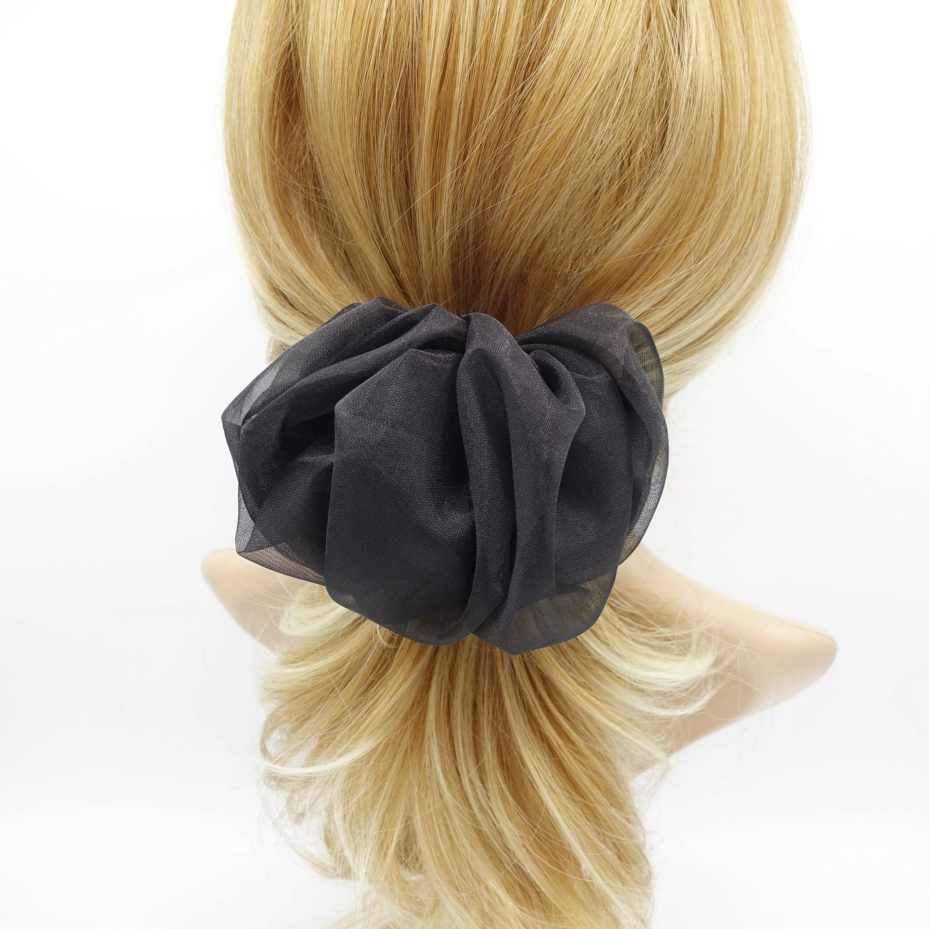 solid mesh scrunchies hair barrette pleated wave women hair accessories