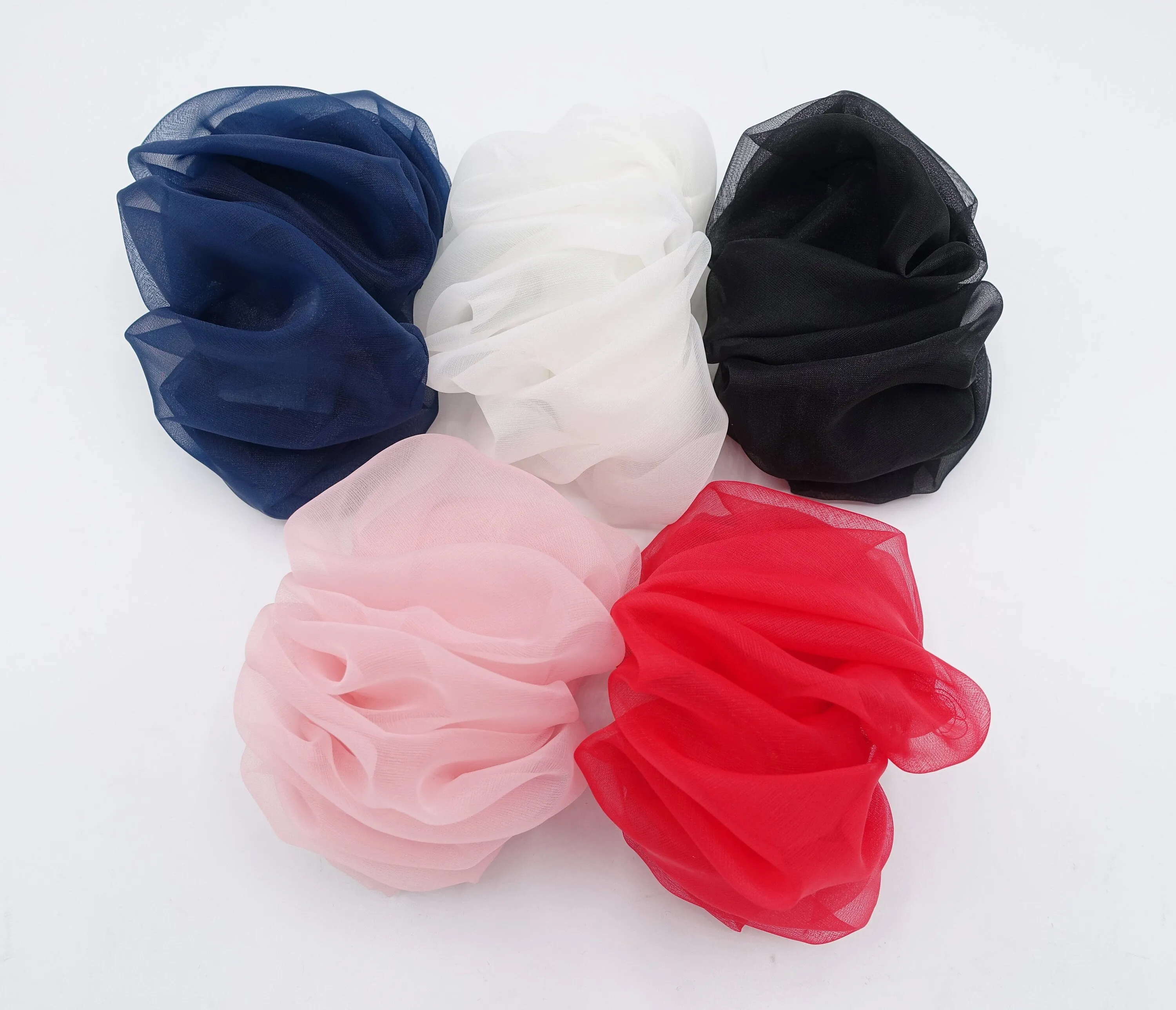 solid mesh scrunchies hair barrette pleated wave women hair accessories