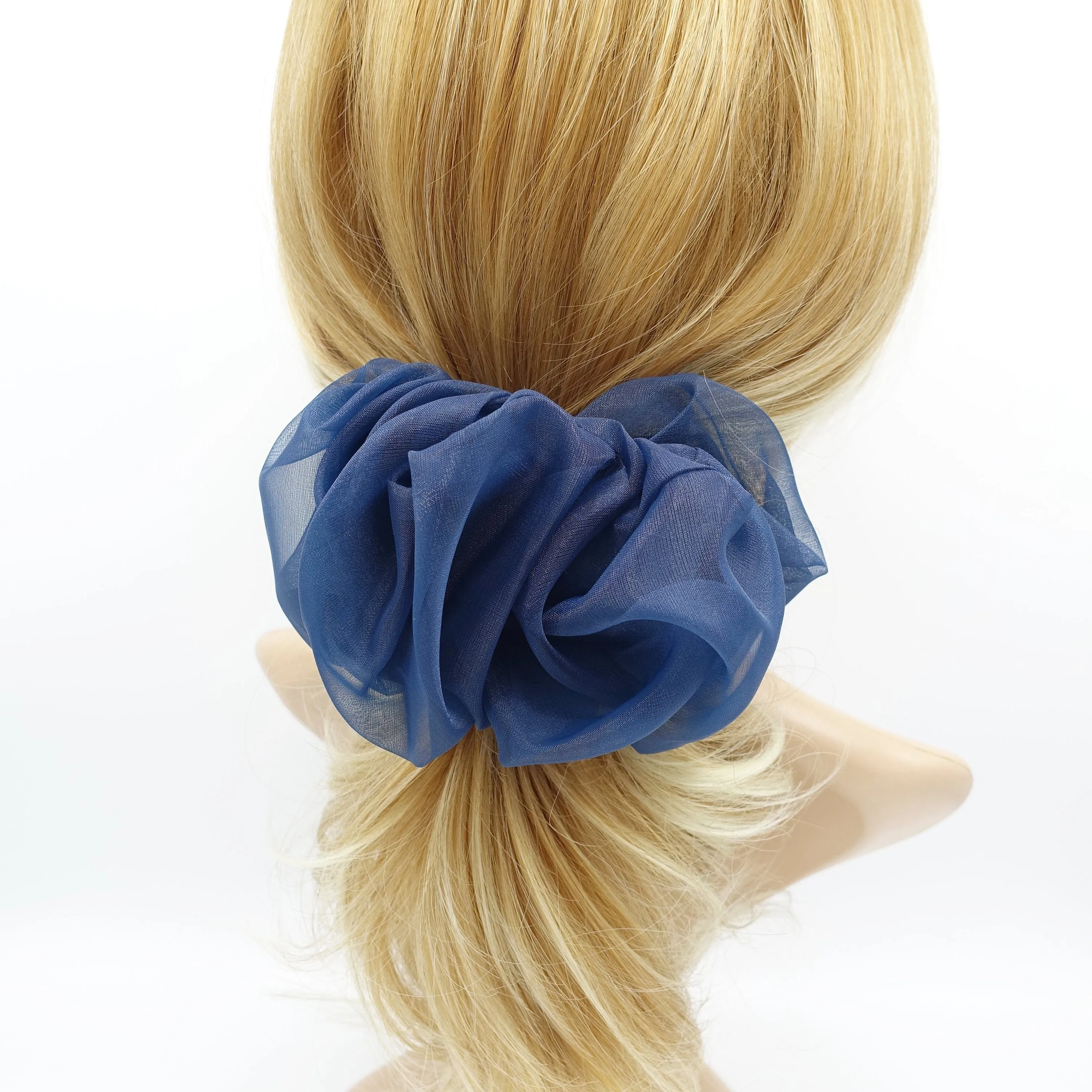 solid mesh scrunchies hair barrette pleated wave women hair accessories