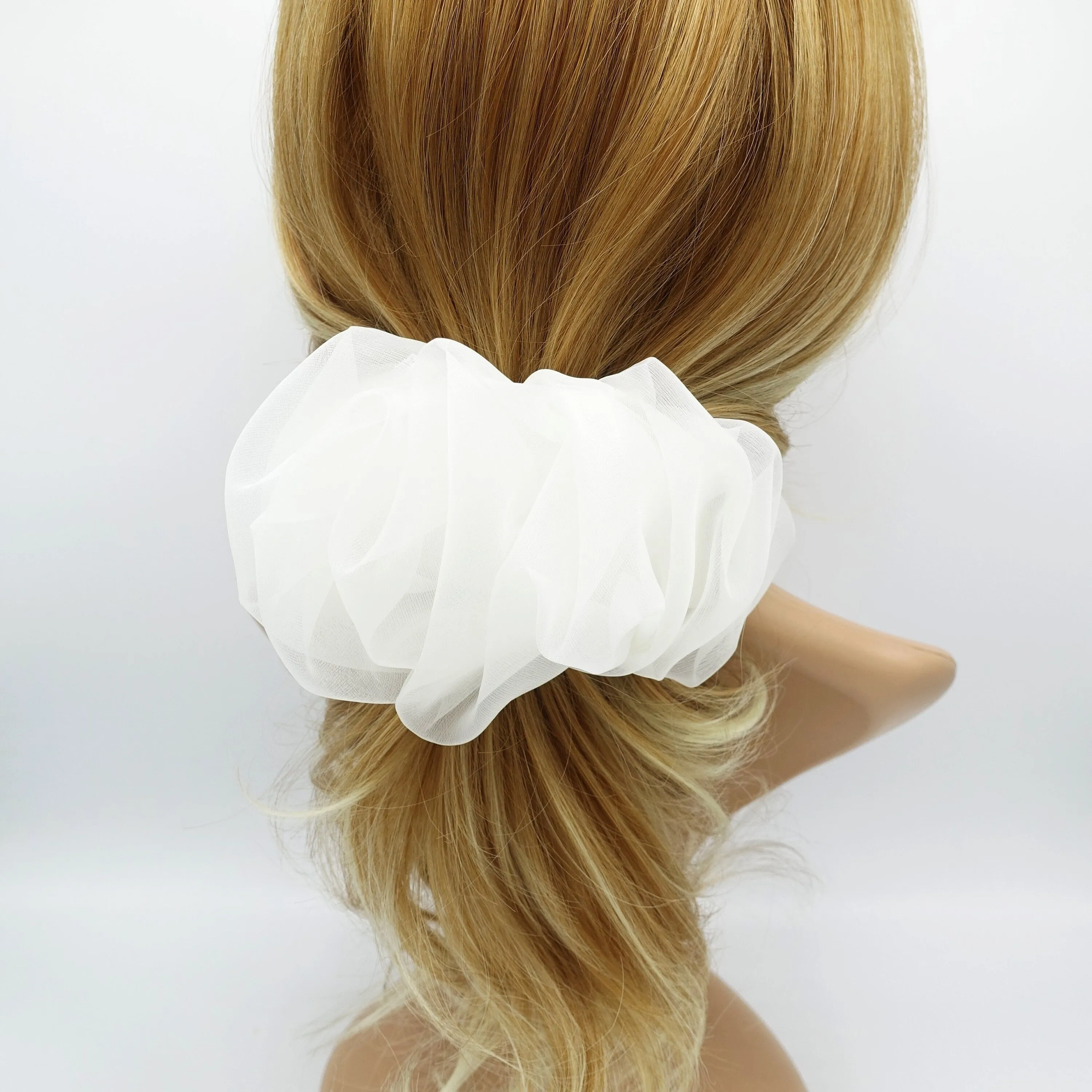 solid mesh scrunchies hair barrette pleated wave women hair accessories