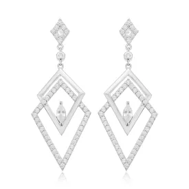 Sterling Silver Cubic Zirconia Chandelier Drop Earrings