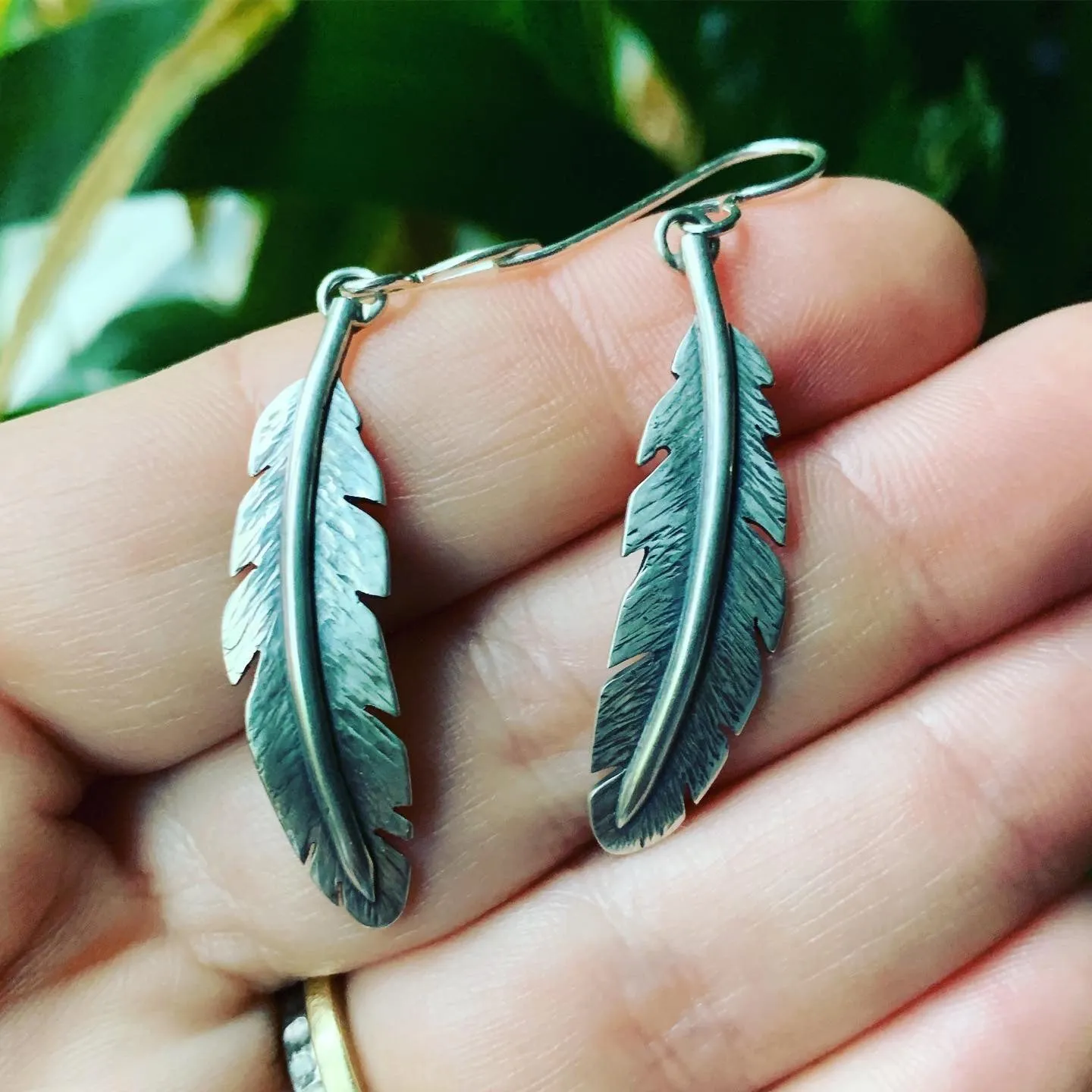 Sterling Silver Feather Earrings