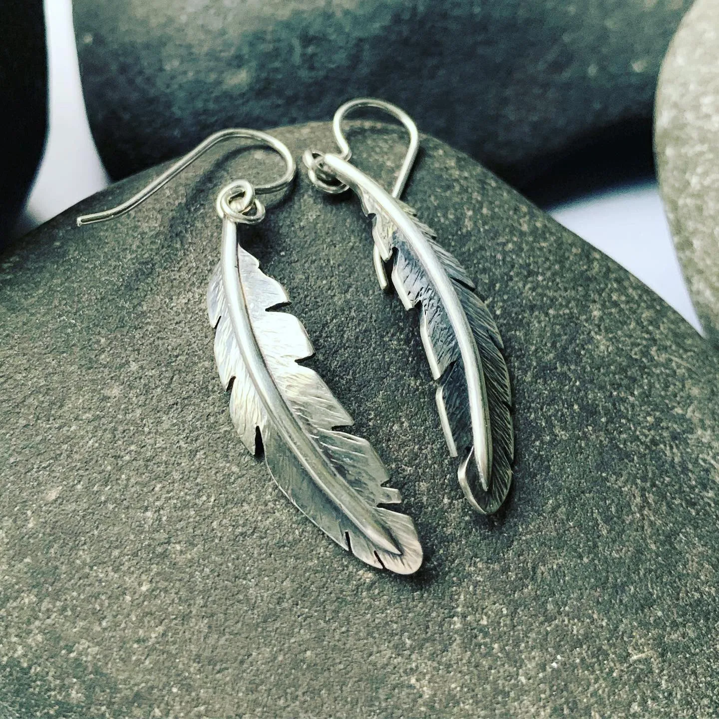 Sterling Silver Feather Earrings