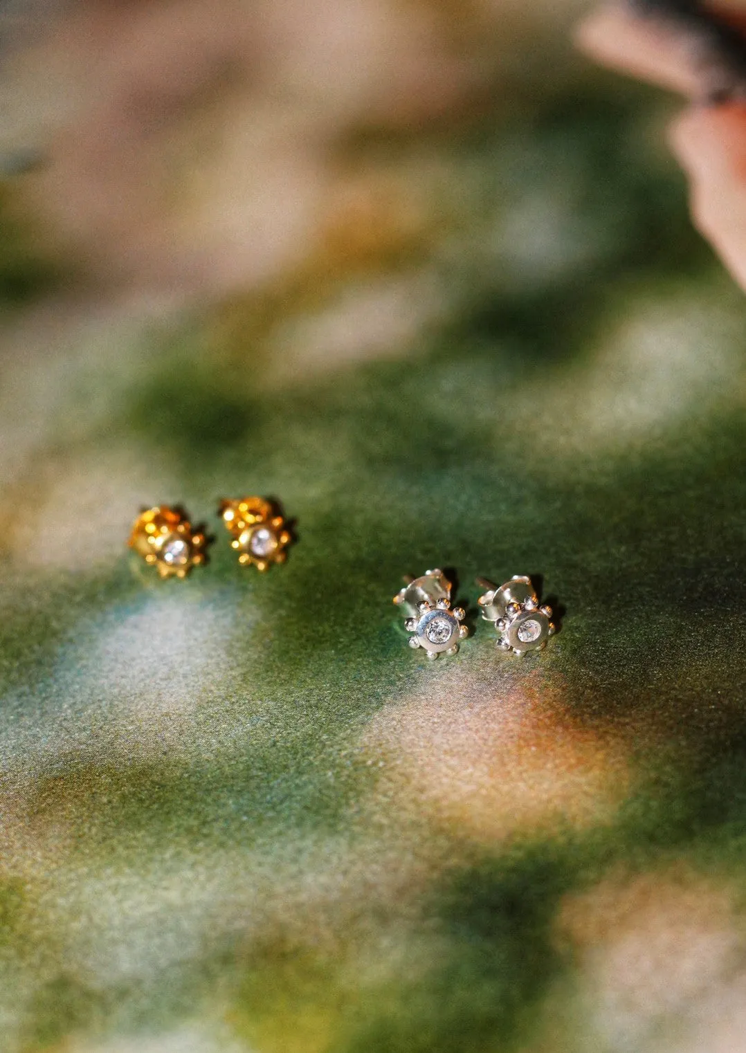 Sun Stud Earrings - Silver