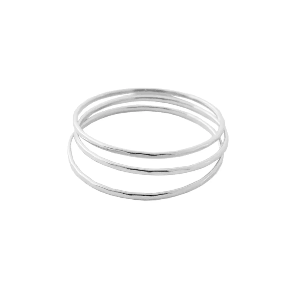 Super Skinny Hammered Stacking Ring Trio