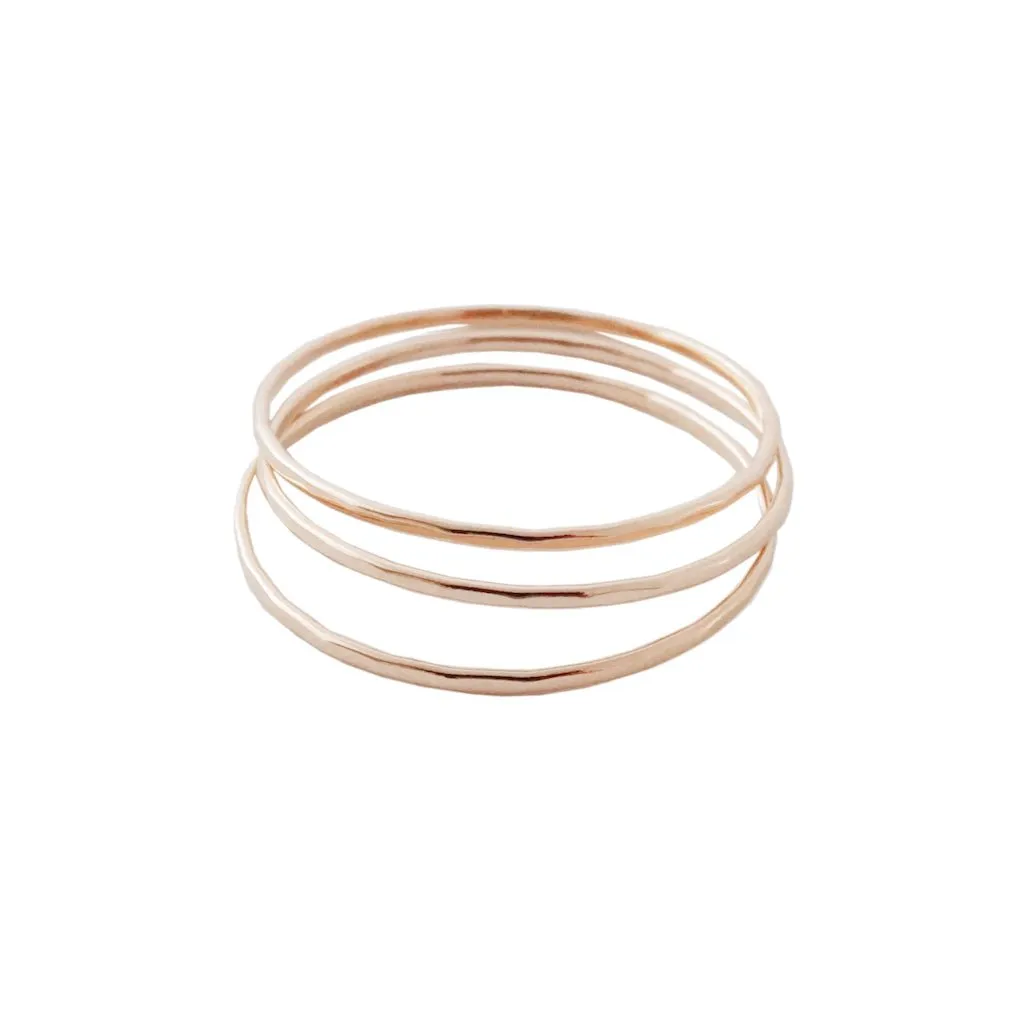 Super Skinny Hammered Stacking Ring Trio