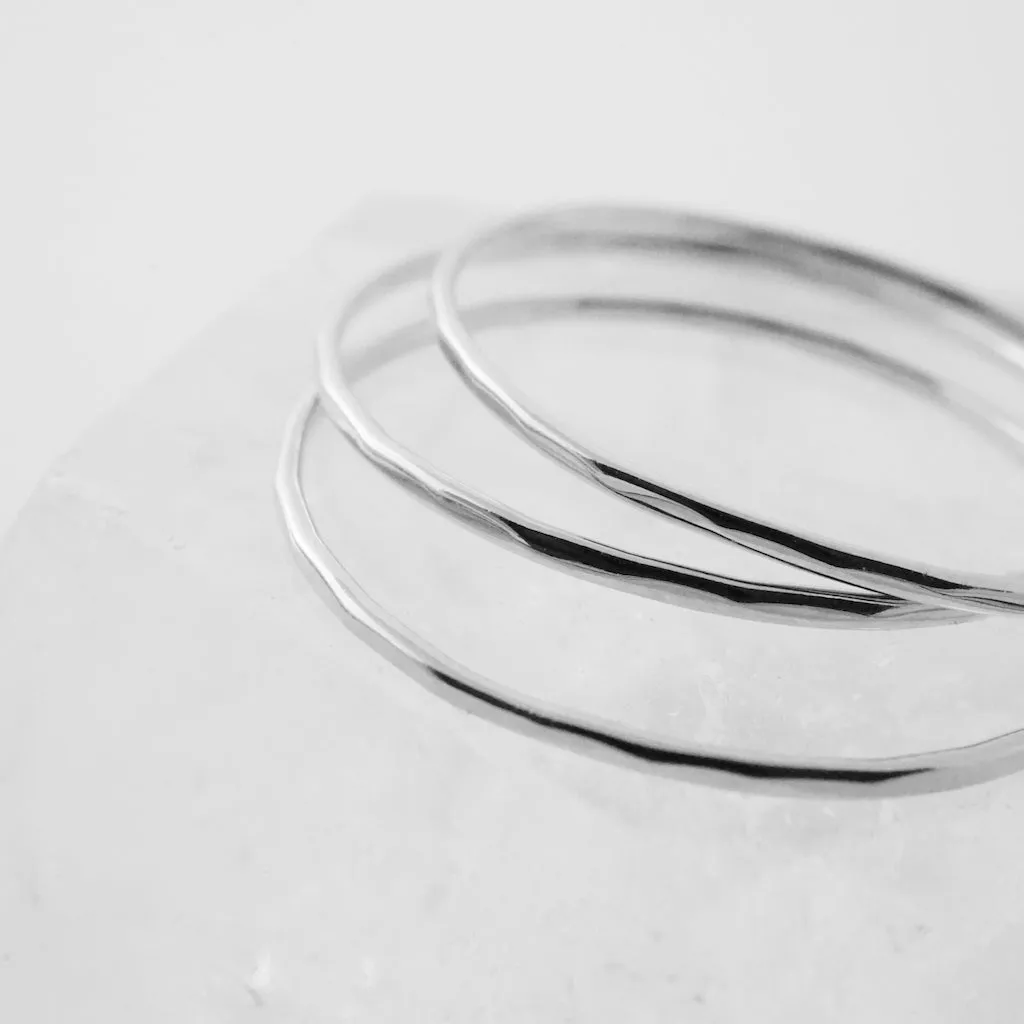 Super Skinny Hammered Stacking Ring Trio