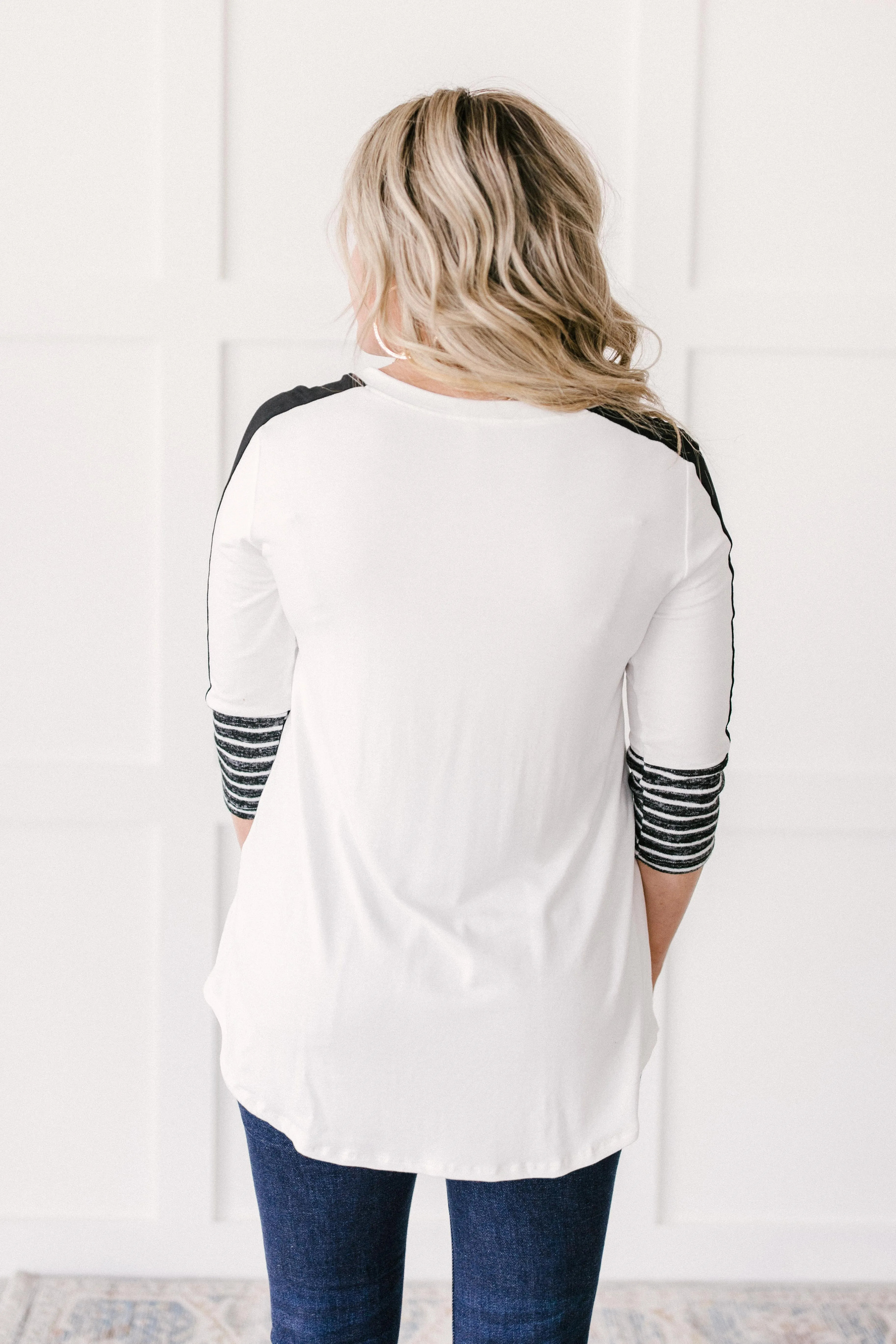 The Edge Of Stripes Top in White