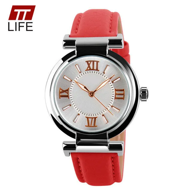 TTLIFE New Womens Leather Watches Fashion Sports Diver Watch Quartz Women Wrist Watches Water Resistant Clock relogio feminino