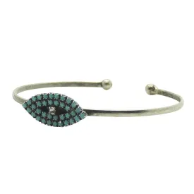 Turquoise Crystal Evil Eye Charm Cuff Bracelet