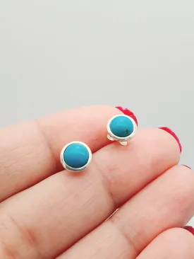 Turquoise Stud Earring, Sterling Silver