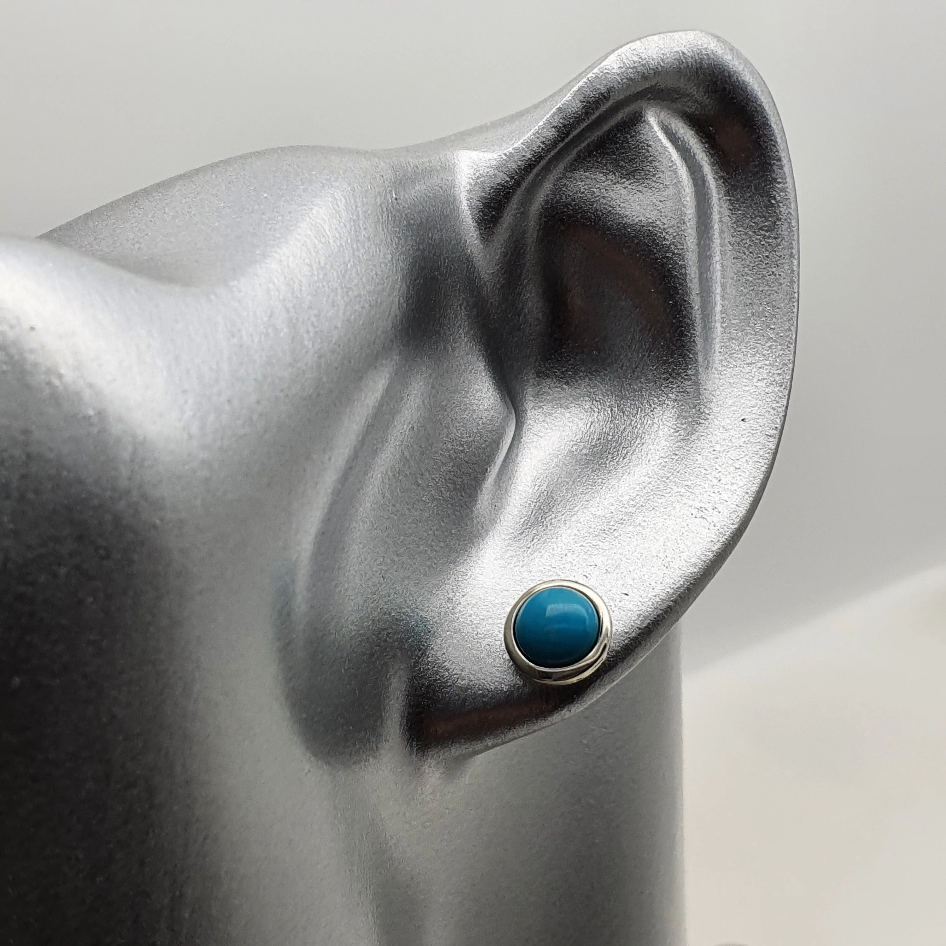 Turquoise Stud Earring, Sterling Silver