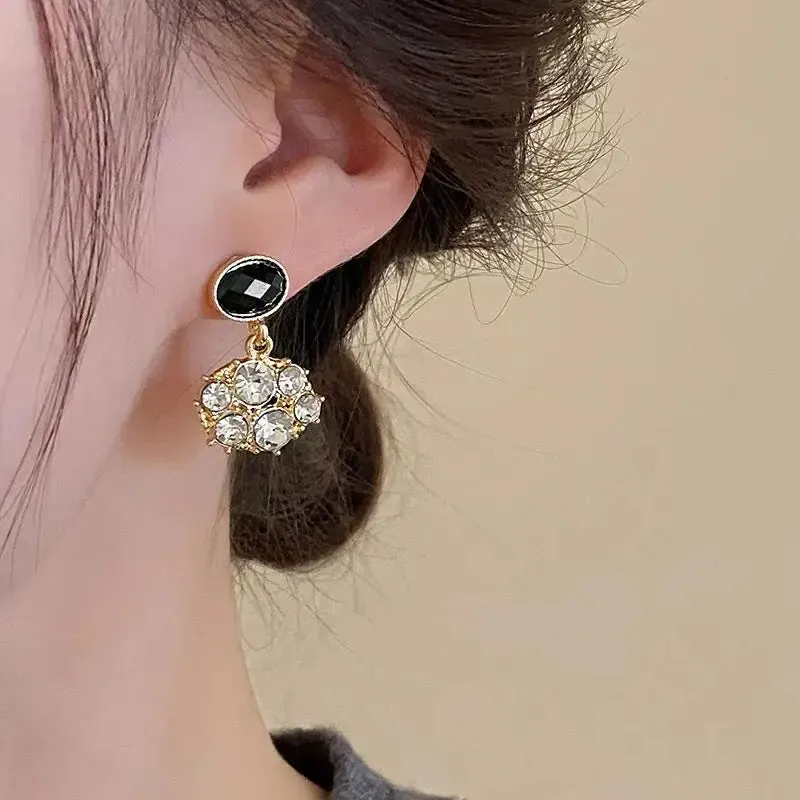 Unique Mosaic Zircon Black Oil Simple Personality Wedding New Earring