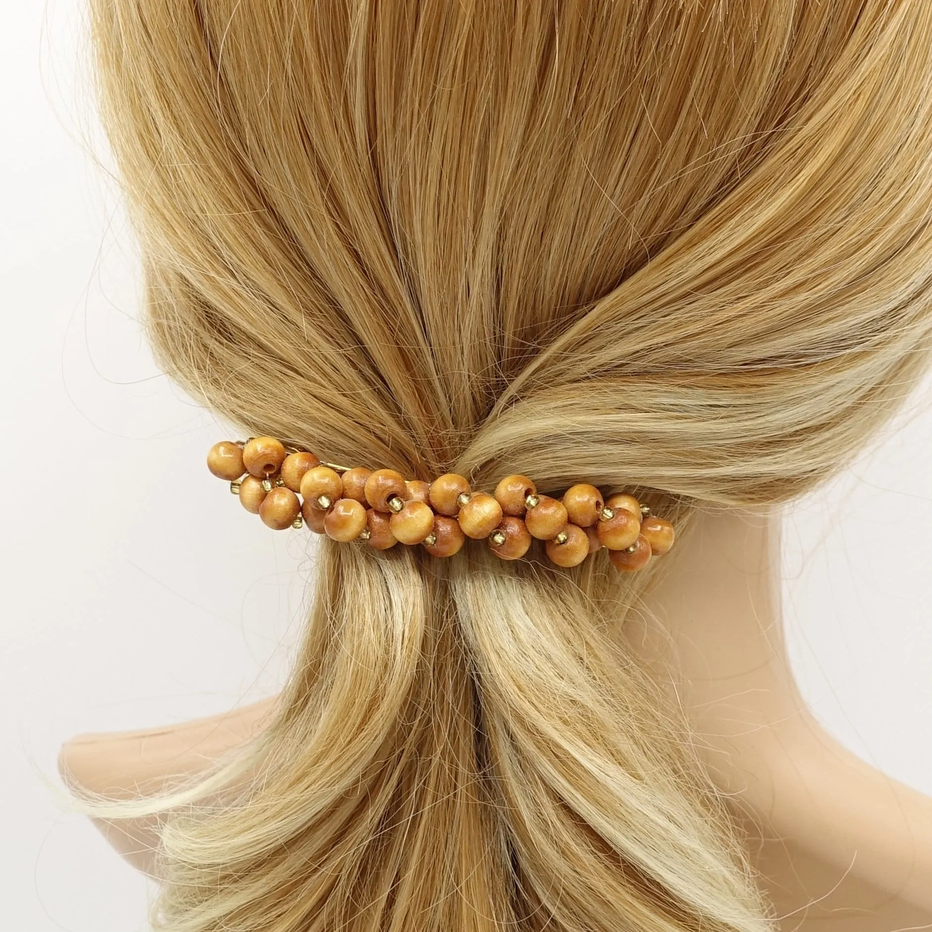 wood ball hair barrette