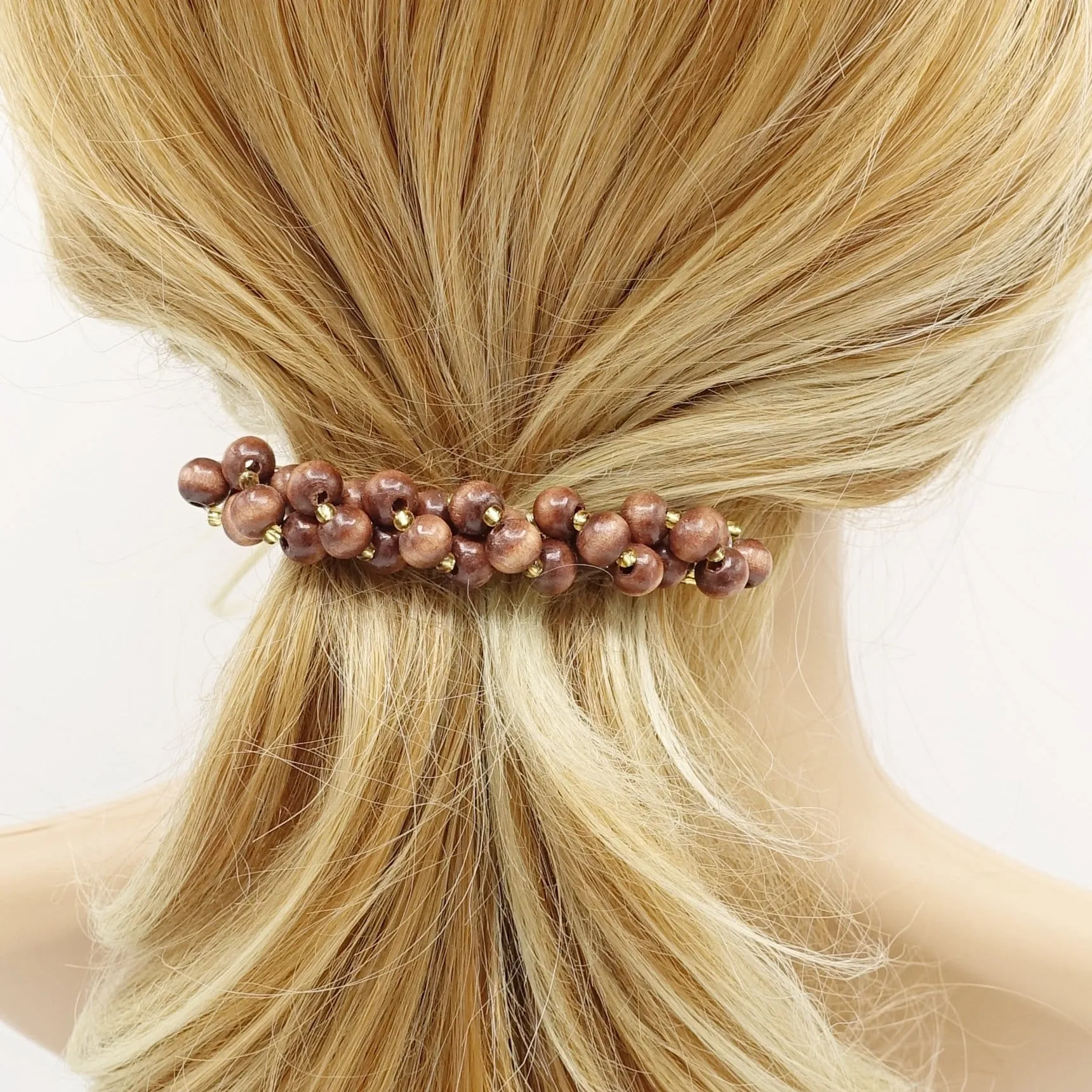 wood ball hair barrette