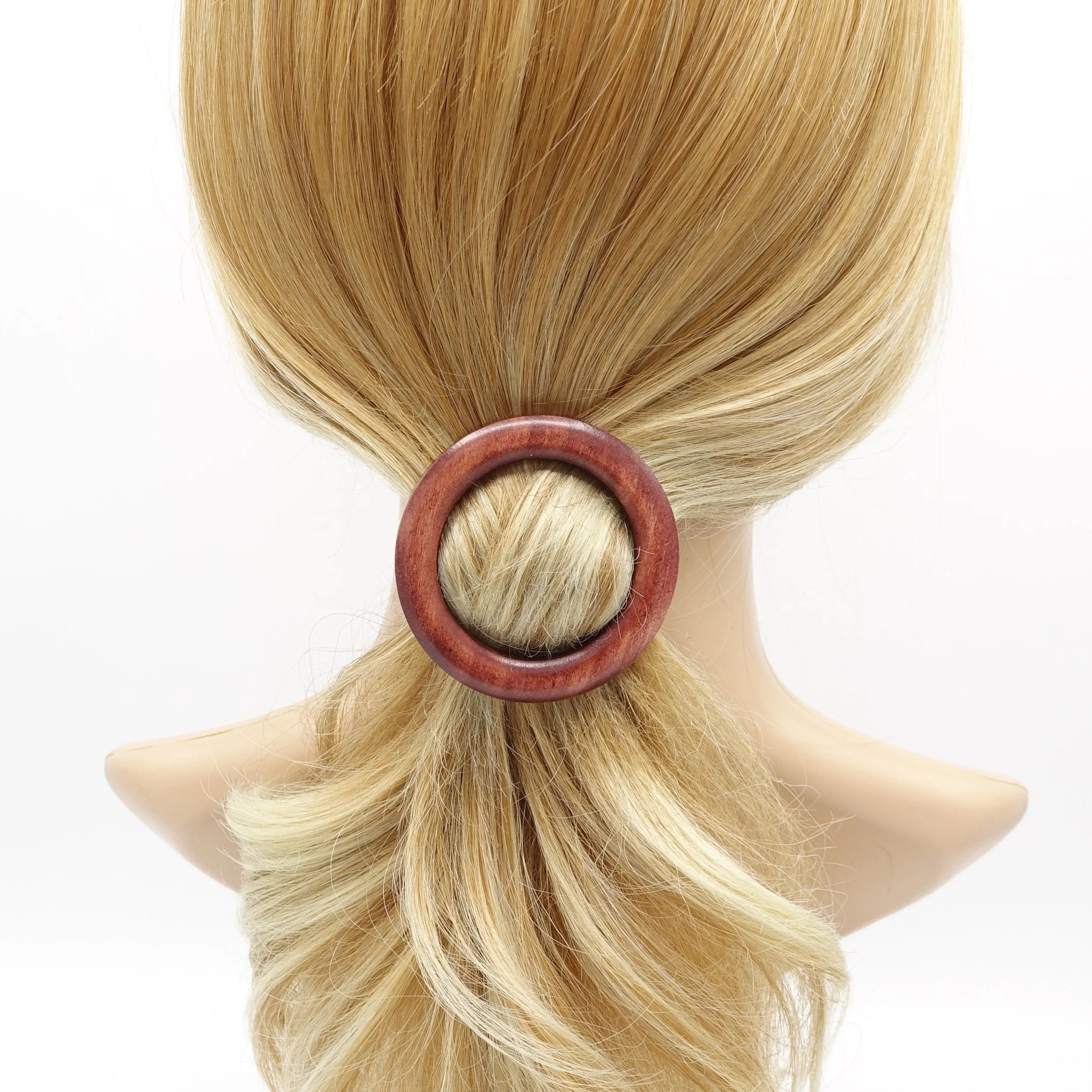 wood barrette circle square natural hair accessory for women