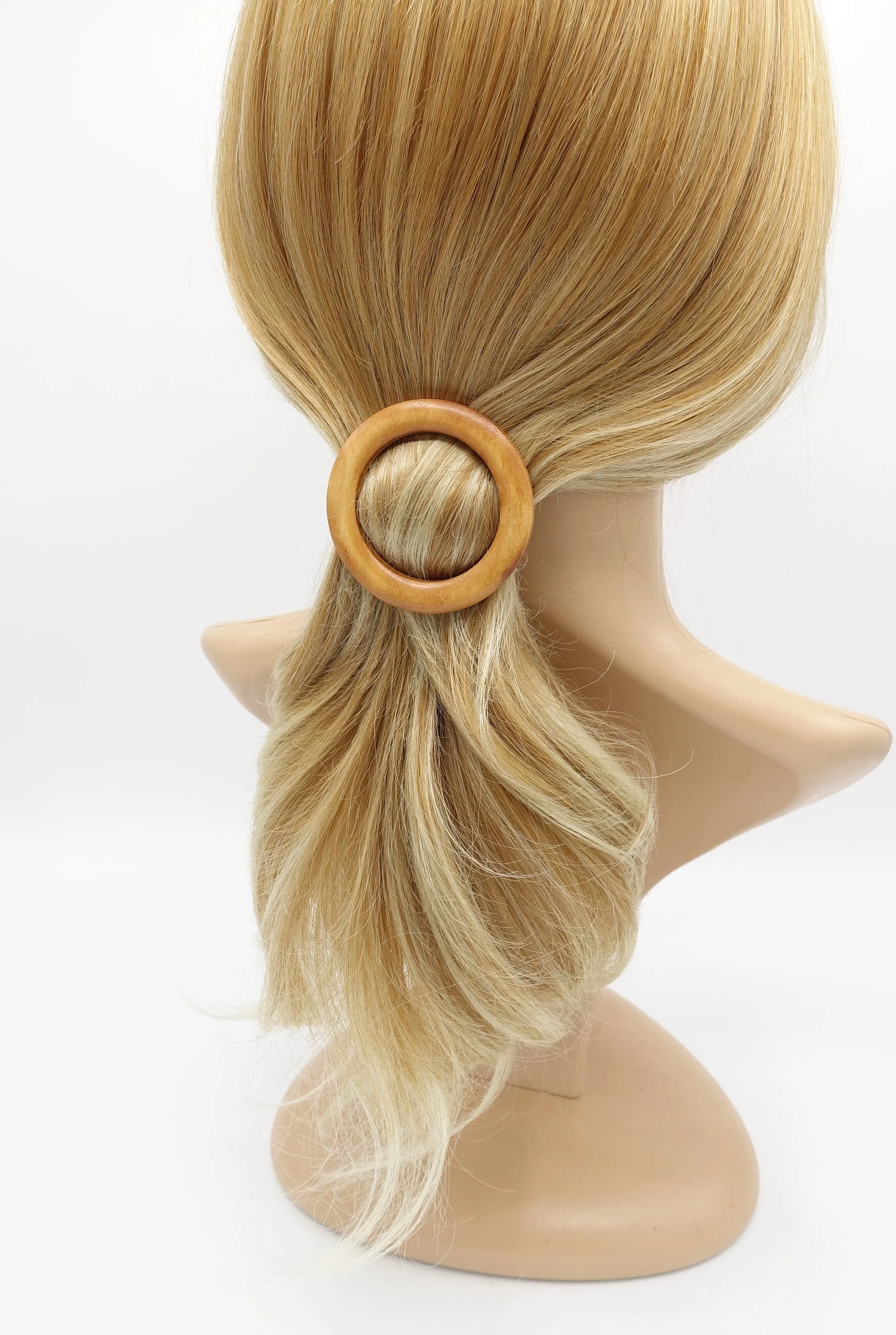 wood barrette circle square natural hair accessory for women