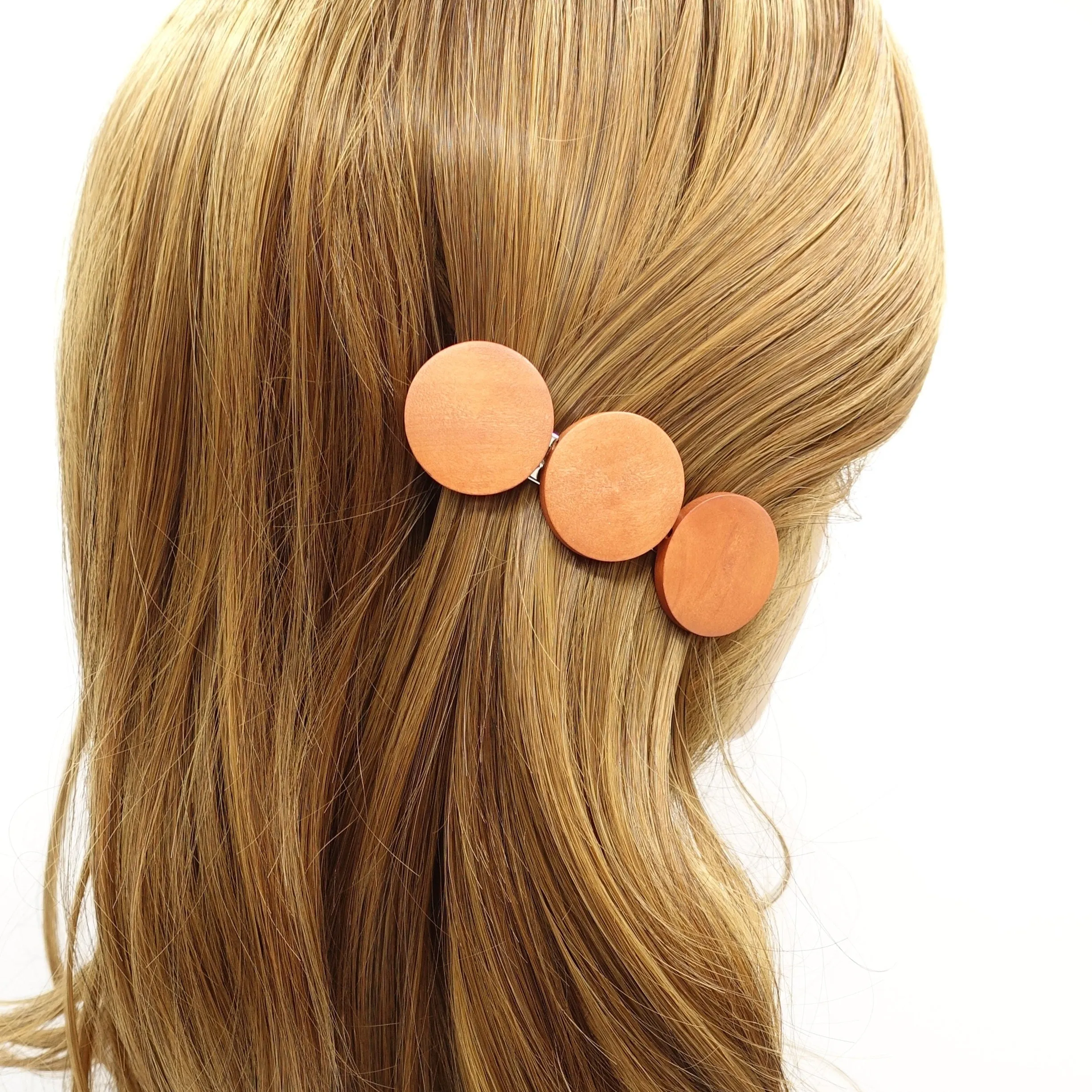 wood hair barrette circle wood hair accessory for women